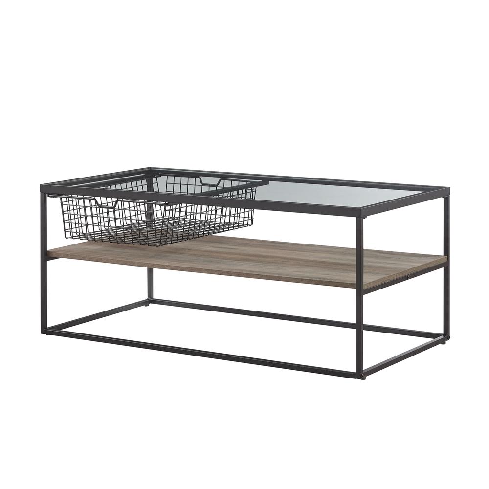 42" Mesh Drawer Coffee Table - Grey Wash. Picture 2