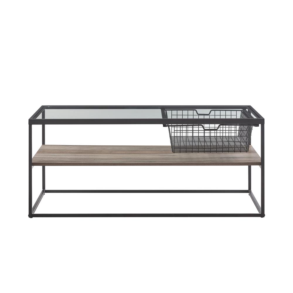 42" Mesh Drawer Coffee Table - Grey Wash. Picture 3