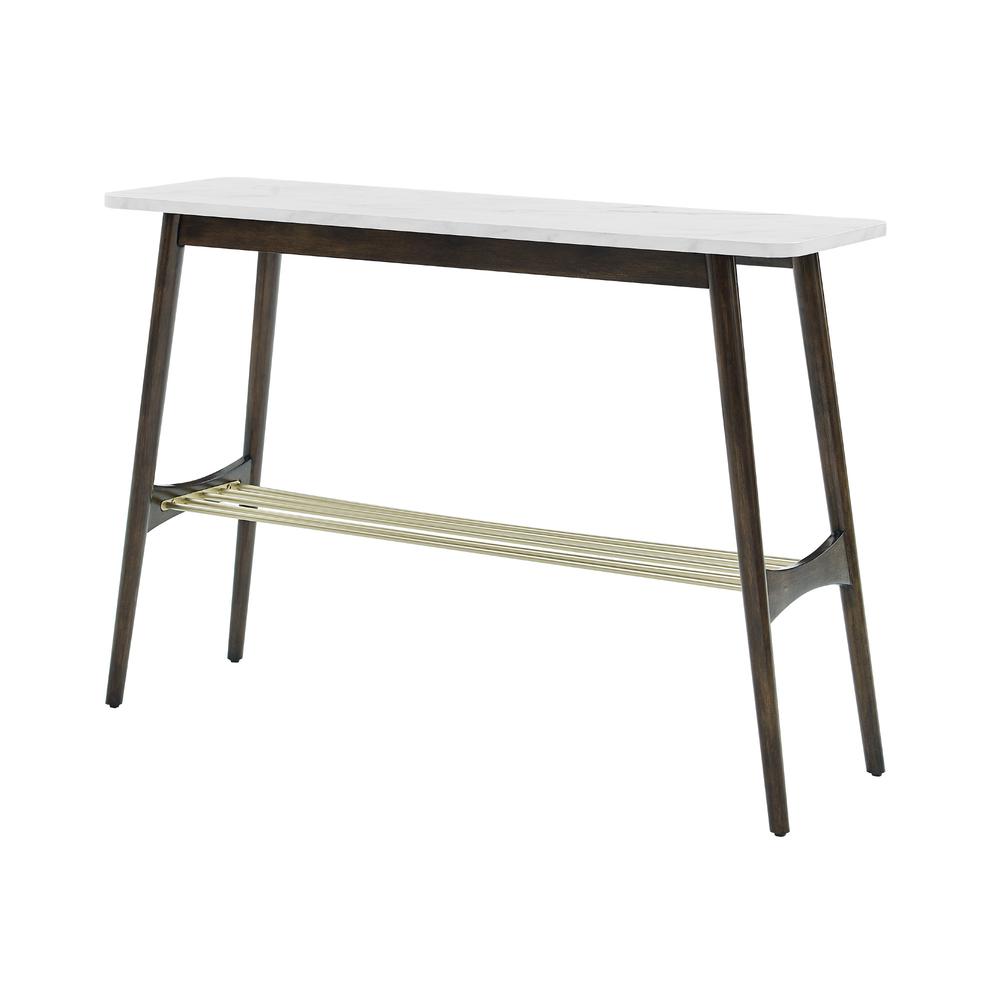 Jamie 44" Faux Marble Tapered Leg Entry Table - Faux White Marble/Dark Brown Oak. Picture 2