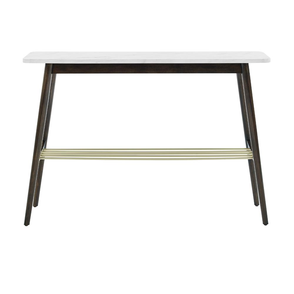 Jamie 44" Faux Marble Tapered Leg Entry Table - Faux White Marble/Dark Brown Oak. Picture 3