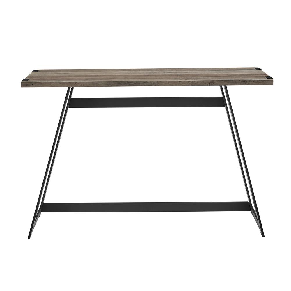 46" Urban Industrial Metal Wrap Entry Console Sofa Table - Grey Wash. Picture 2