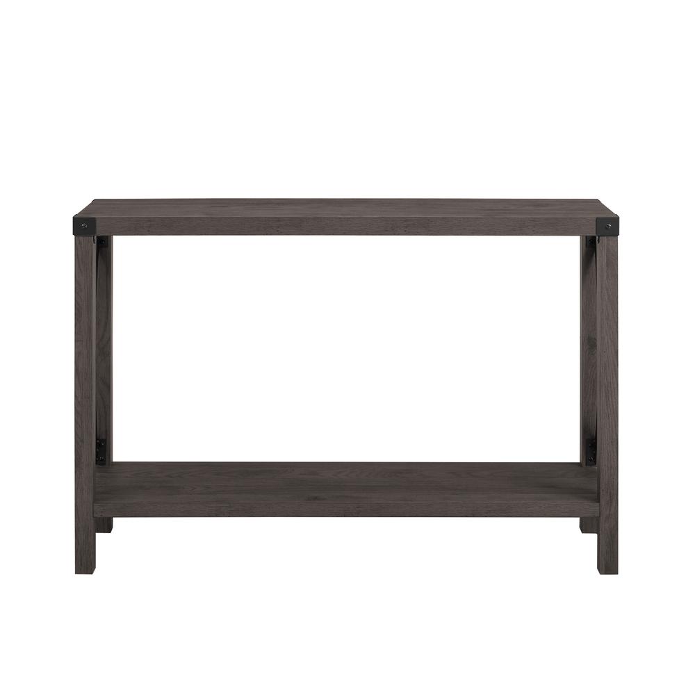 Farmhouse Metal-X Entry Table with Lower Shelf – Sable. Picture 2