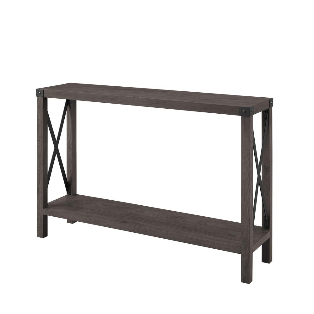 Farmhouse Metal-X Entry Table with Lower Shelf – Sable. Picture 3