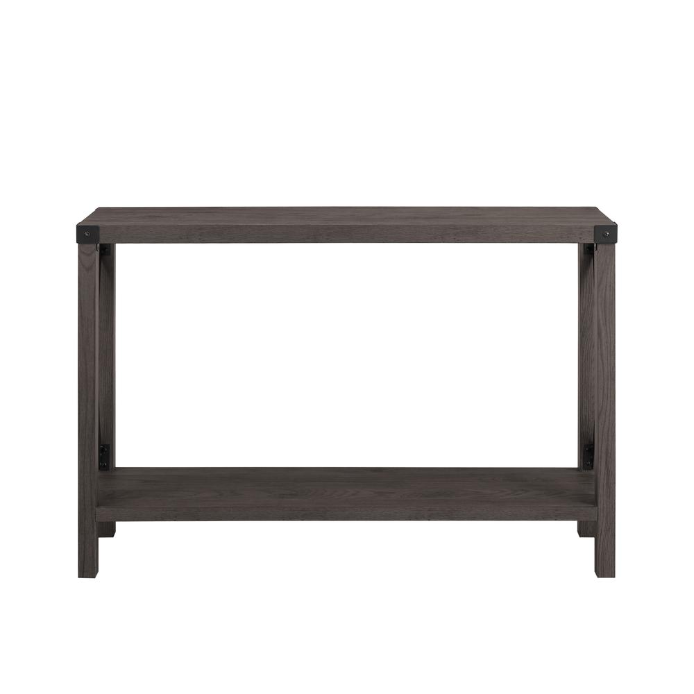 Farmhouse Metal-X Entry Table with Lower Shelf – Sable. Picture 4