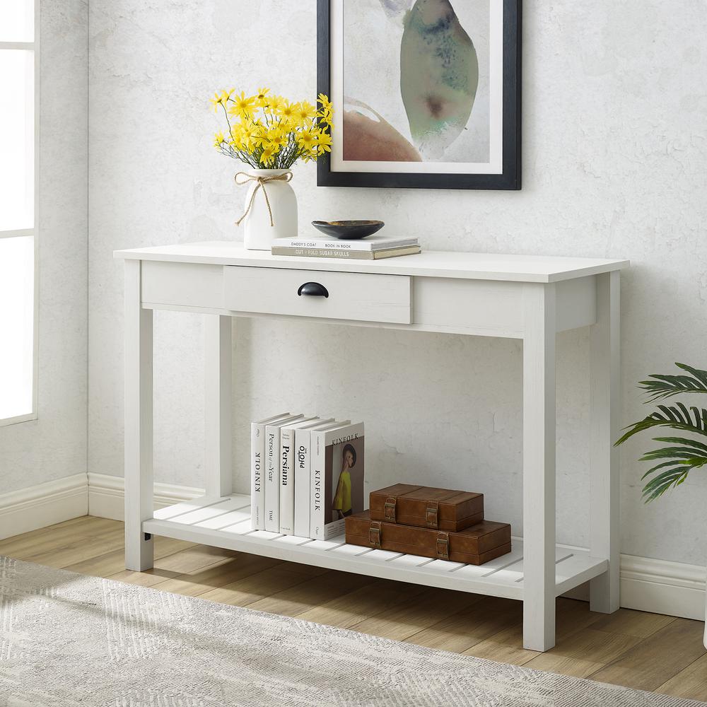 48" Country Style Entry Table - Brushed White. Picture 6