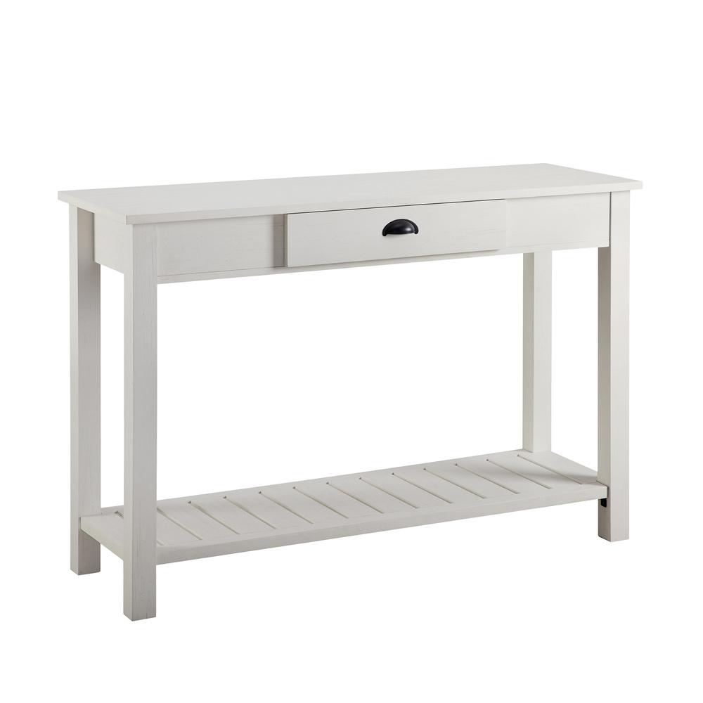 48" Country Style Entry Table - Brushed White. Picture 1