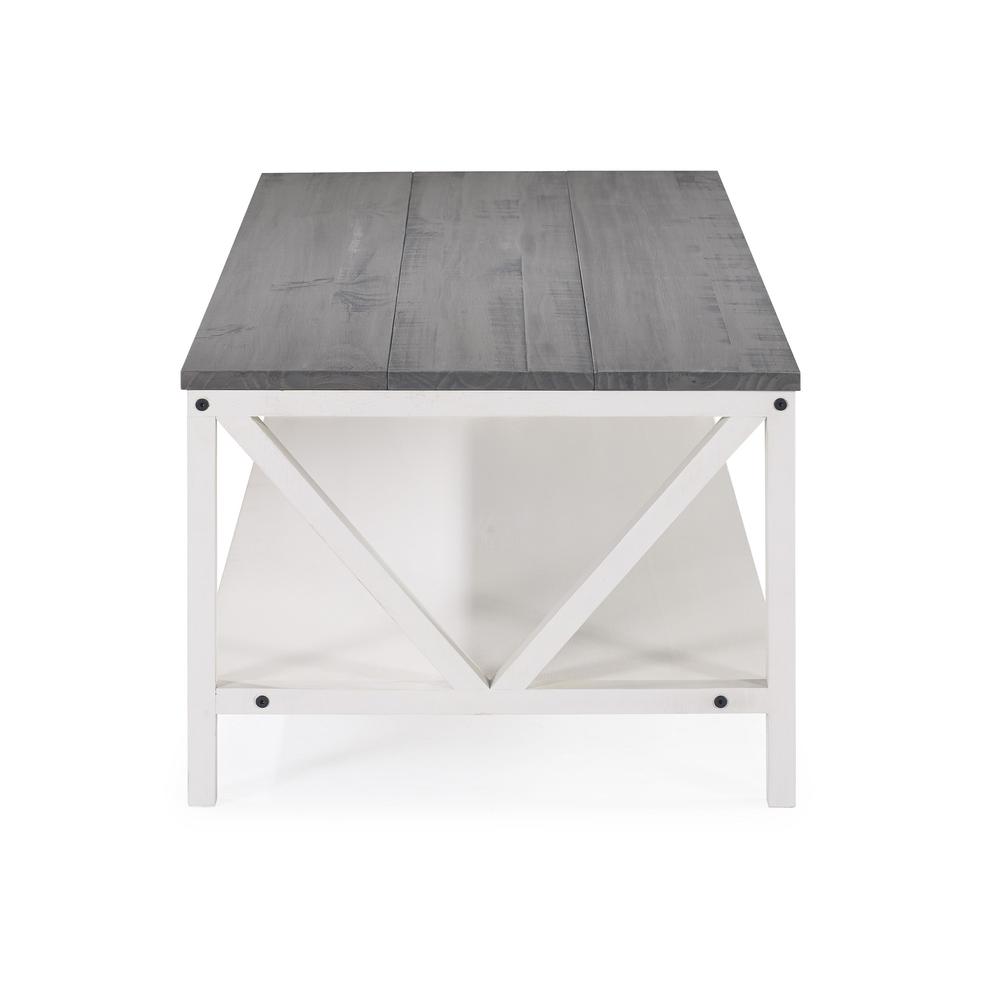 Farmhouse Style Two-Tone Coffee Table - Grey/White Wash, Belen Kox. Picture 2