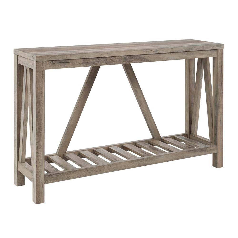52" A-Frame Entry Table - Grey Wash. Picture 2