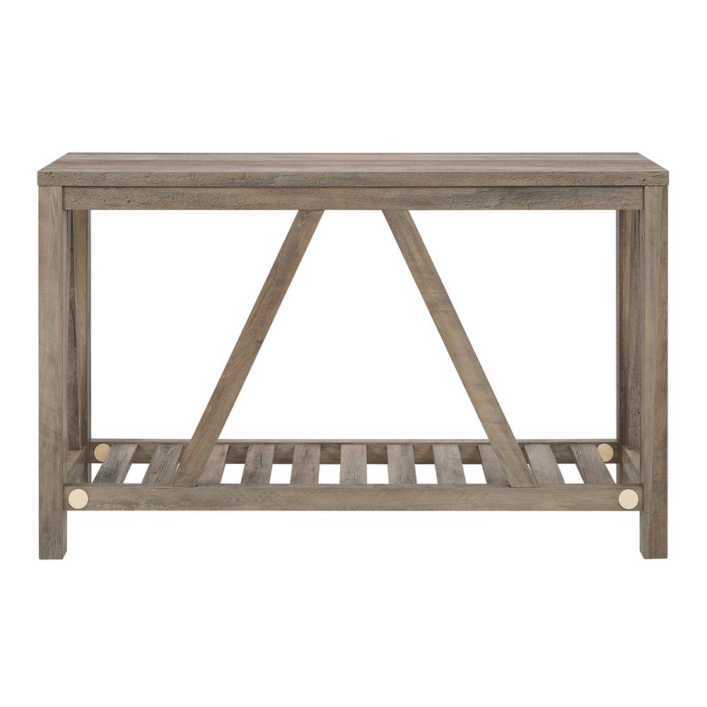 52" A-Frame Entry Table - Grey Wash. Picture 3