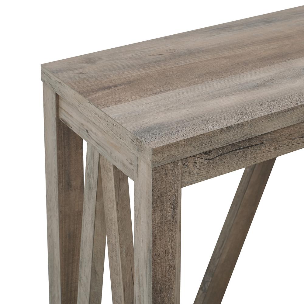 52" A-Frame Entry Table - Grey Wash. Picture 5
