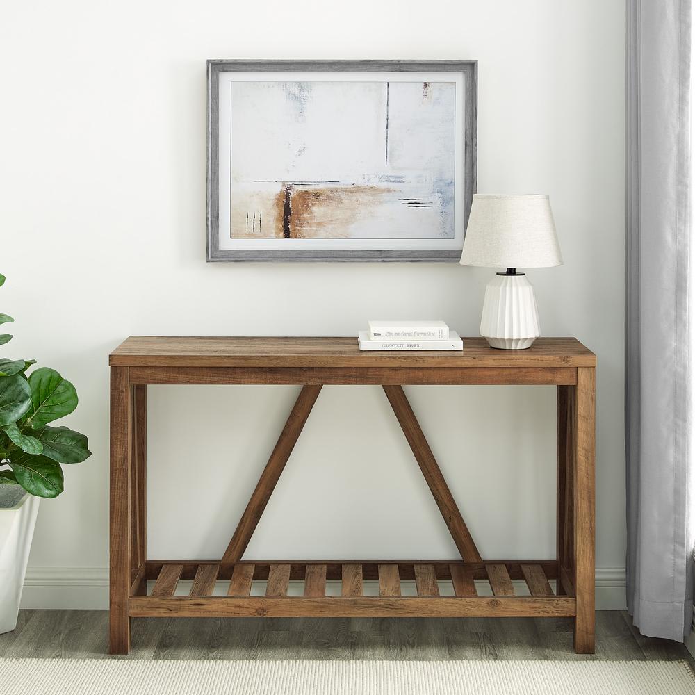52" A-Frame Rustic Entry Console Table - Rustic Oak. Picture 2