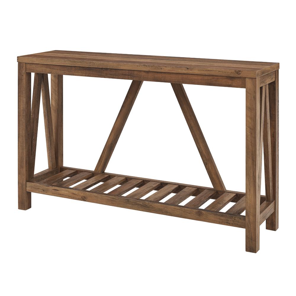 52" A-Frame Rustic Entry Console Table - Rustic Oak. Picture 6