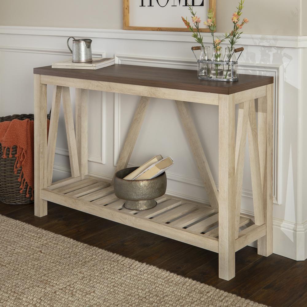 52" A-Frame Rustic Entry Console Table - Dark Walnut/White Oak. Picture 2