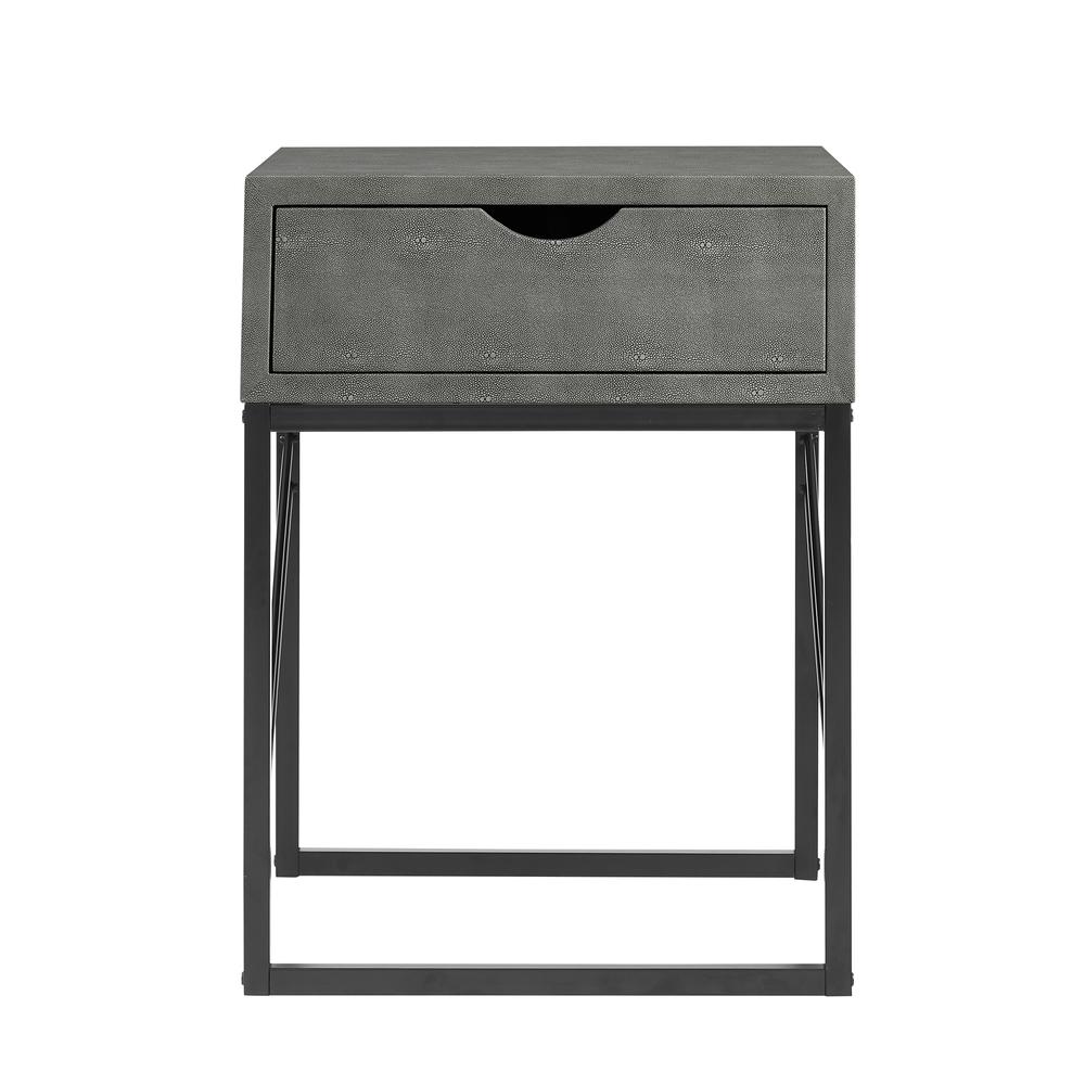 Vetti 1-Drawer Faux Shagreen Side Table - Grey. Picture 6