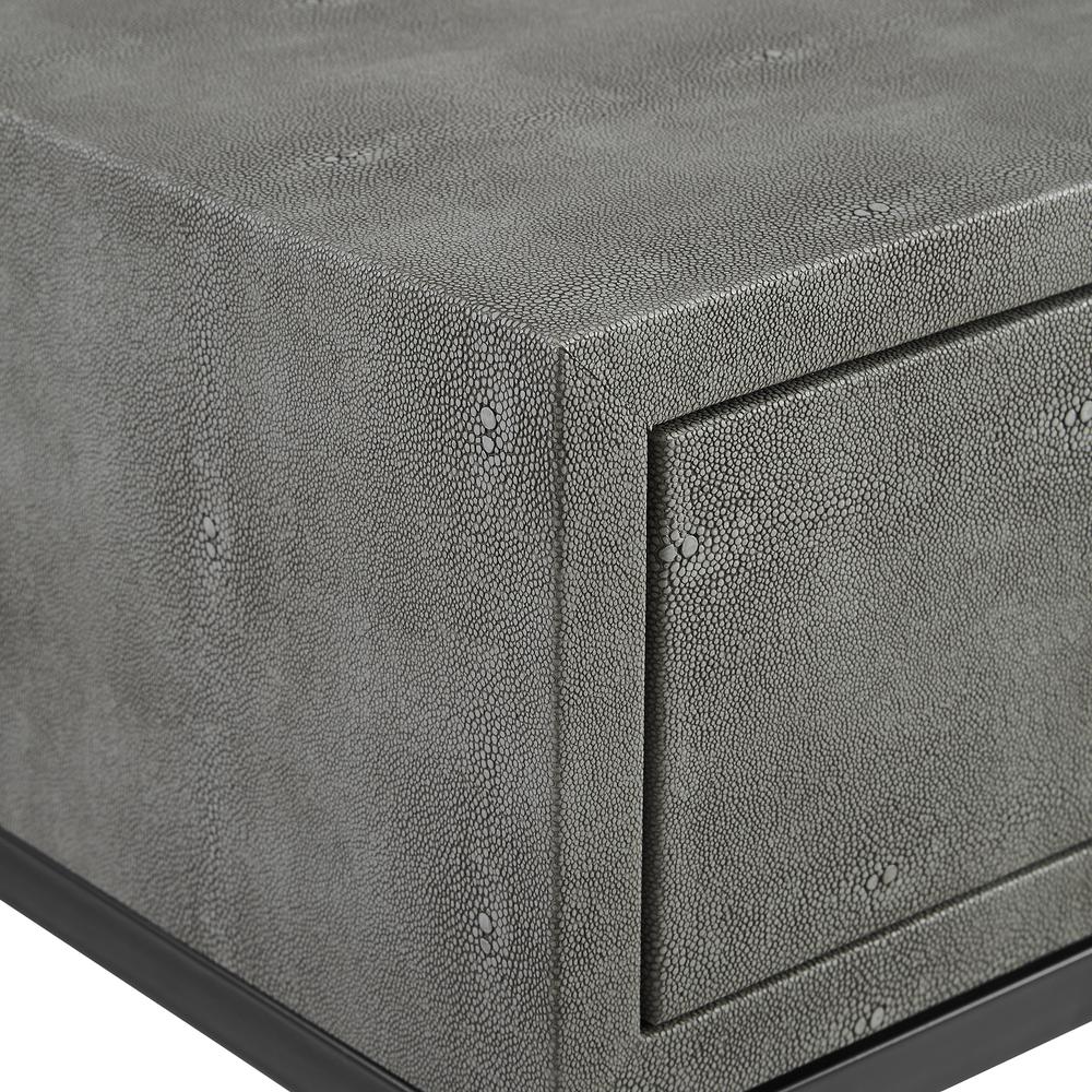 Vetti 1-Drawer Faux Shagreen Side Table - Grey. Picture 7