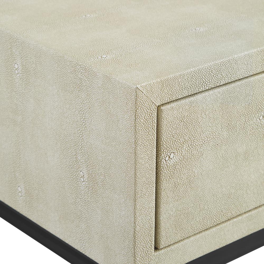 Vetti 1-Drawer Faux Shagreen Side Table - Off White. Picture 4