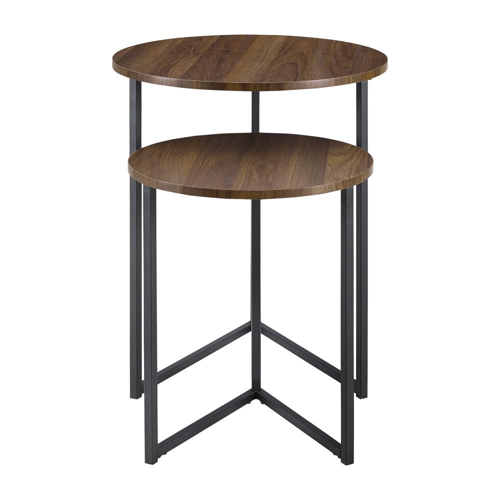 2-Piece V-Leg Nesting Side Tables - Dark Walnut/Black. Picture 1