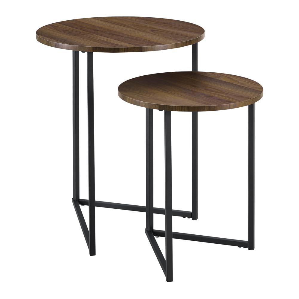 2-Piece V-Leg Nesting Side Tables - Dark Walnut/Black. Picture 3