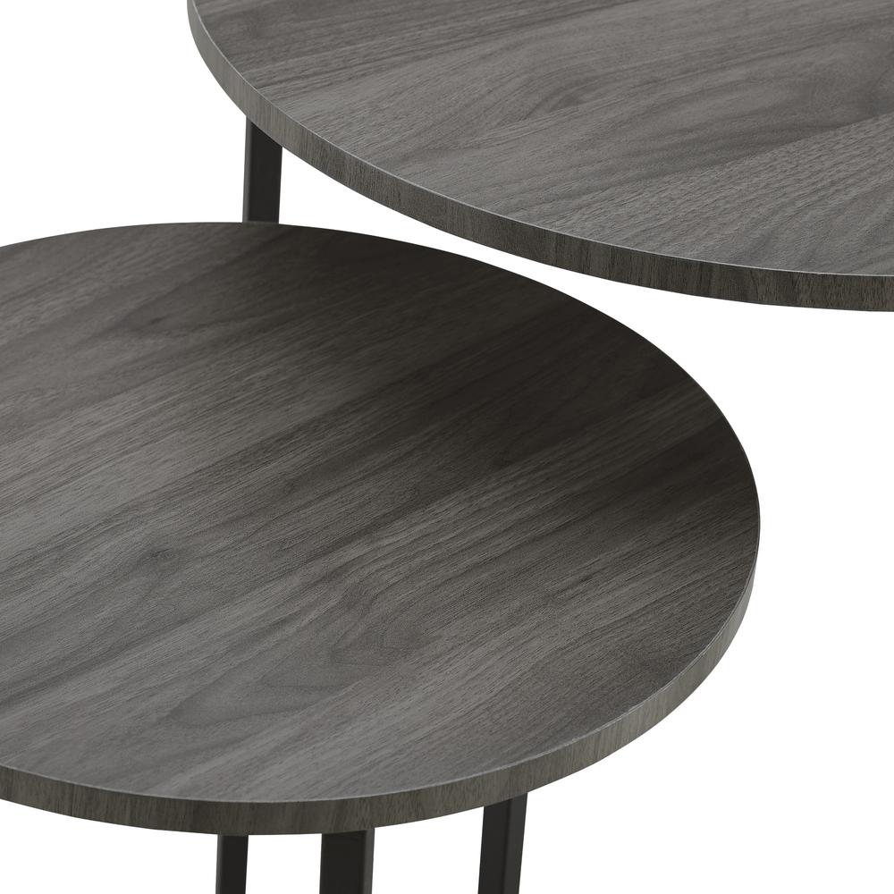 2-Piece V-Leg Nesting Side Tables - Slate Grey/Black. Picture 4