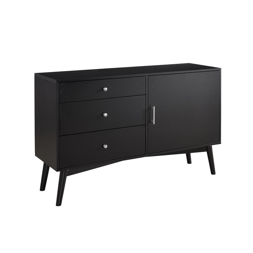 angelo:HOME 52" Mid Century Modern TV Stand - Black. Picture 1