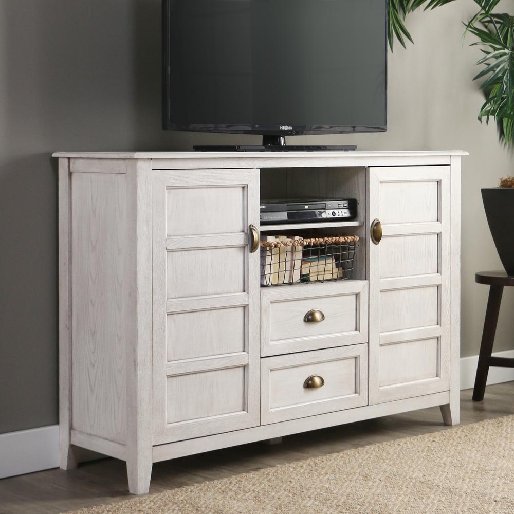angelo:HOME 52" Rustic Chic TV Console - White Wash. Picture 2