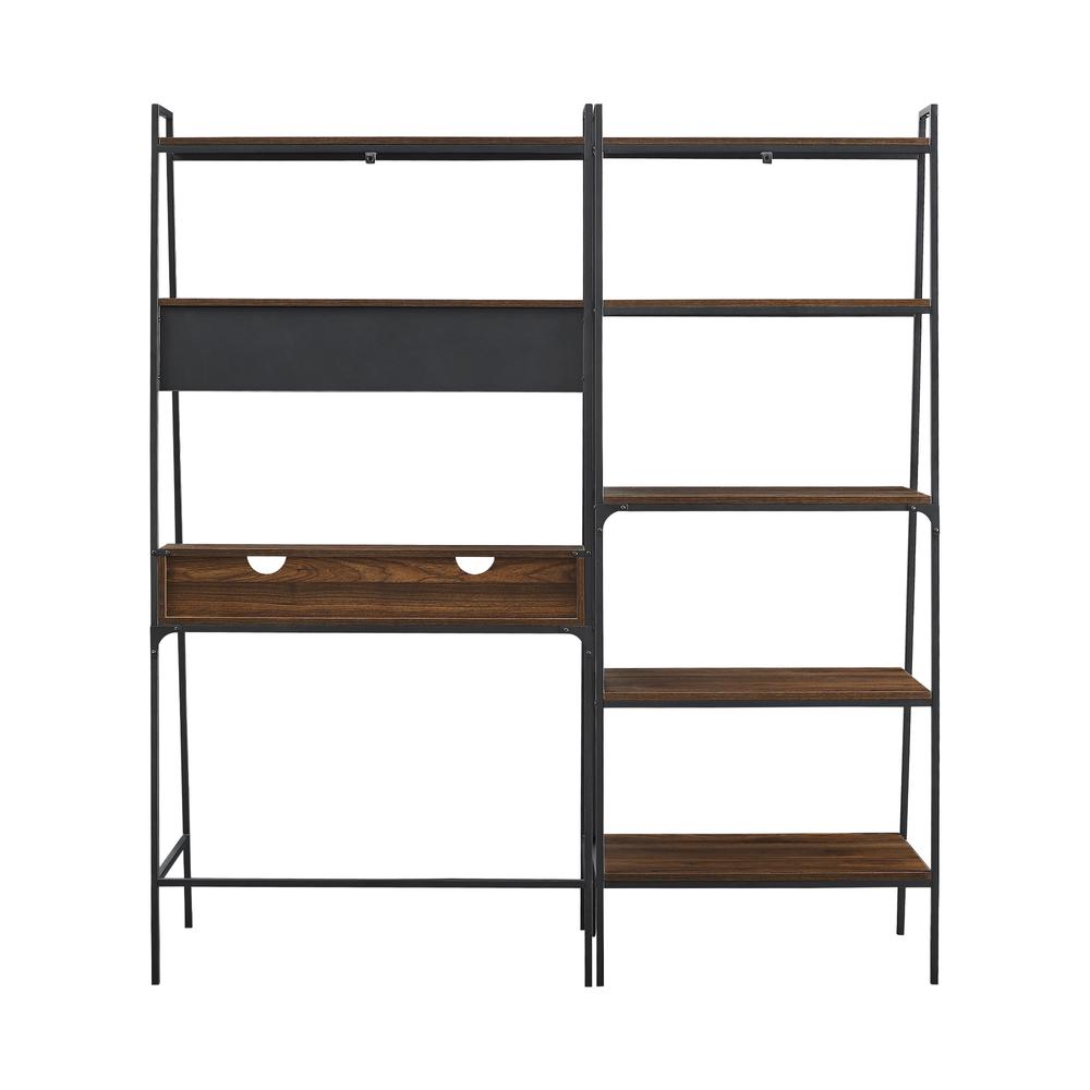 2 piece Metal & Wood Ladder Desk and Shelf - Dark Walnut. Picture 6