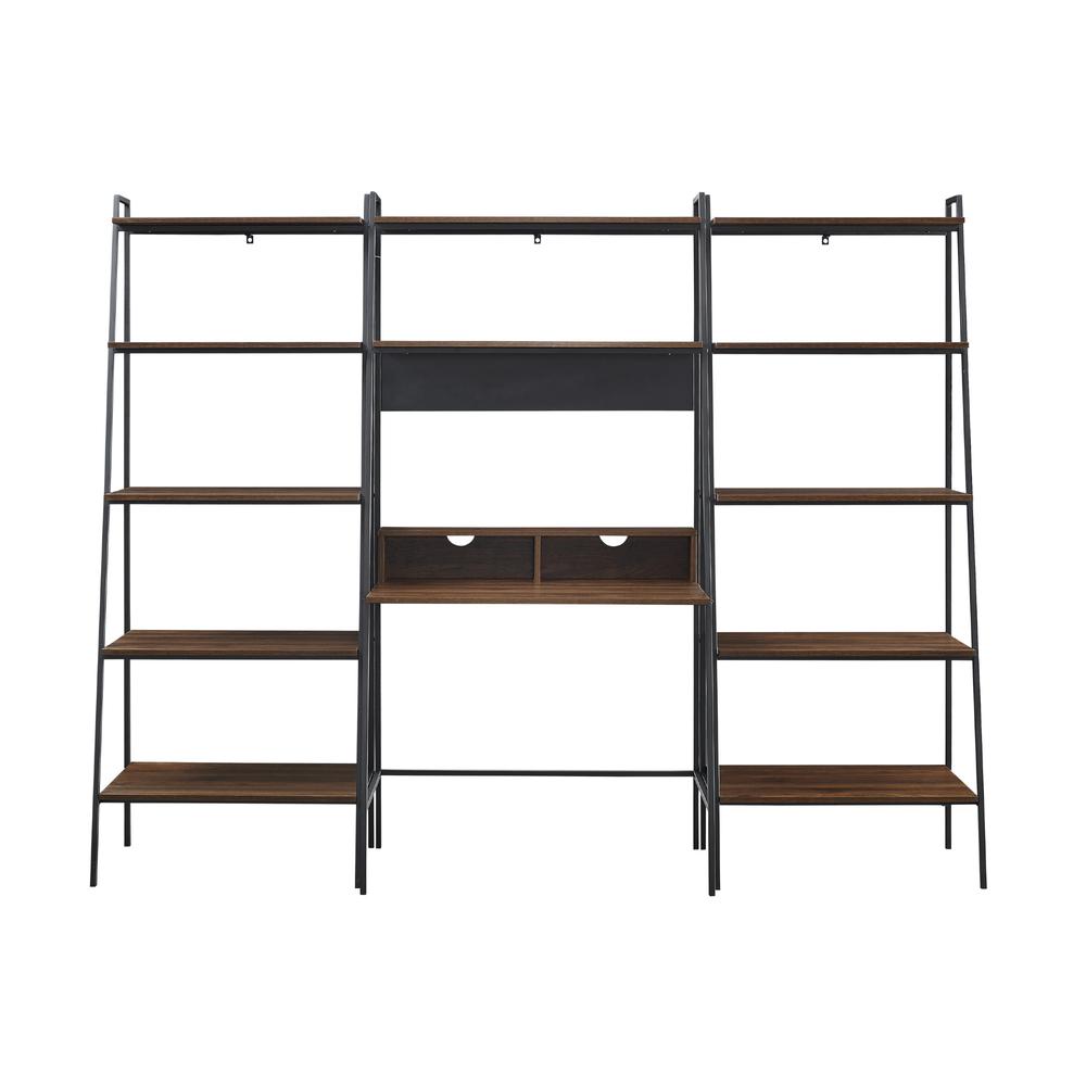 Arlo 3-Piece Metal and Wood Ladder Desk and Shelf Set - Dark Walnut. Picture 5