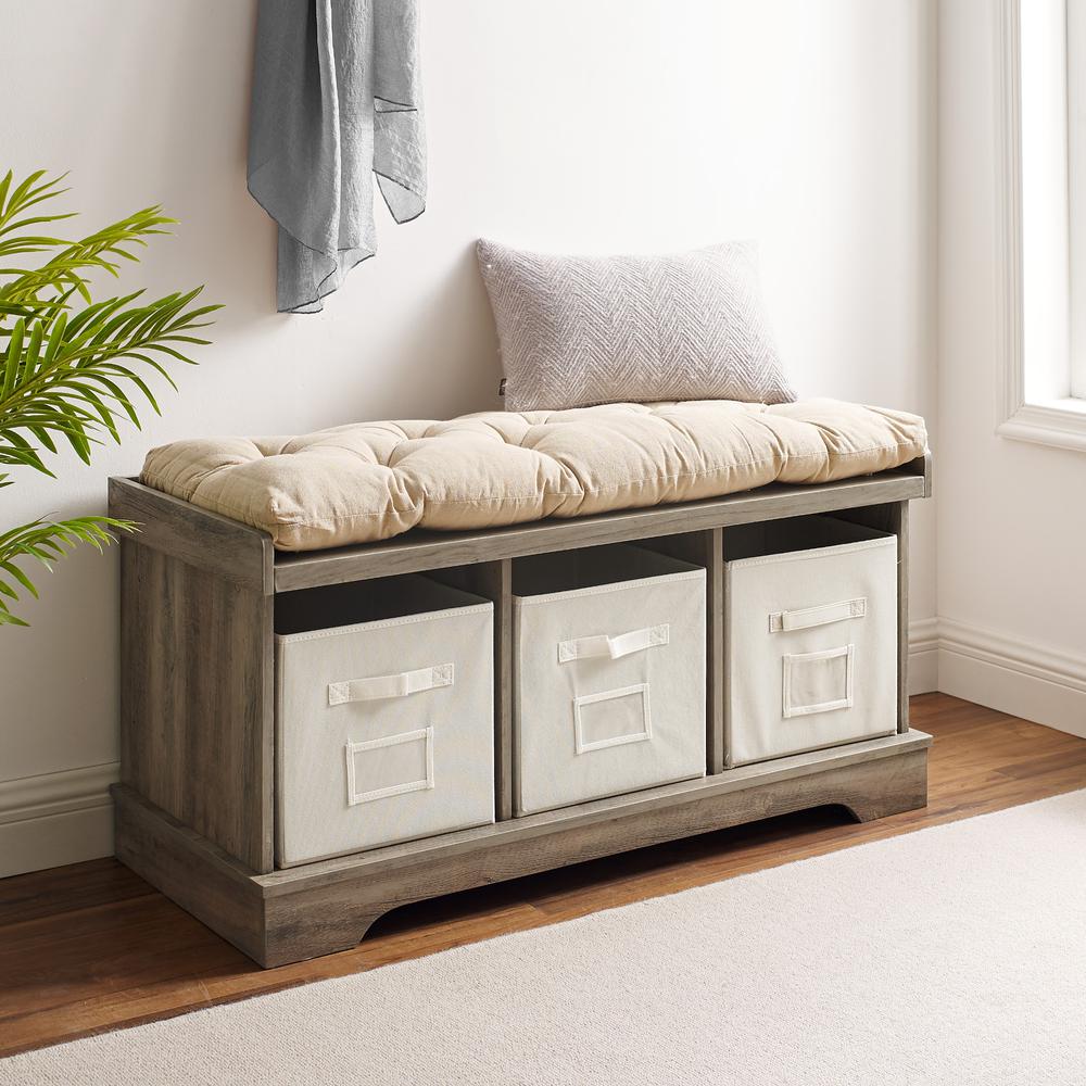 Charming Storage Bench with Cushion - Grey Wash , Belen Kox. Picture 6
