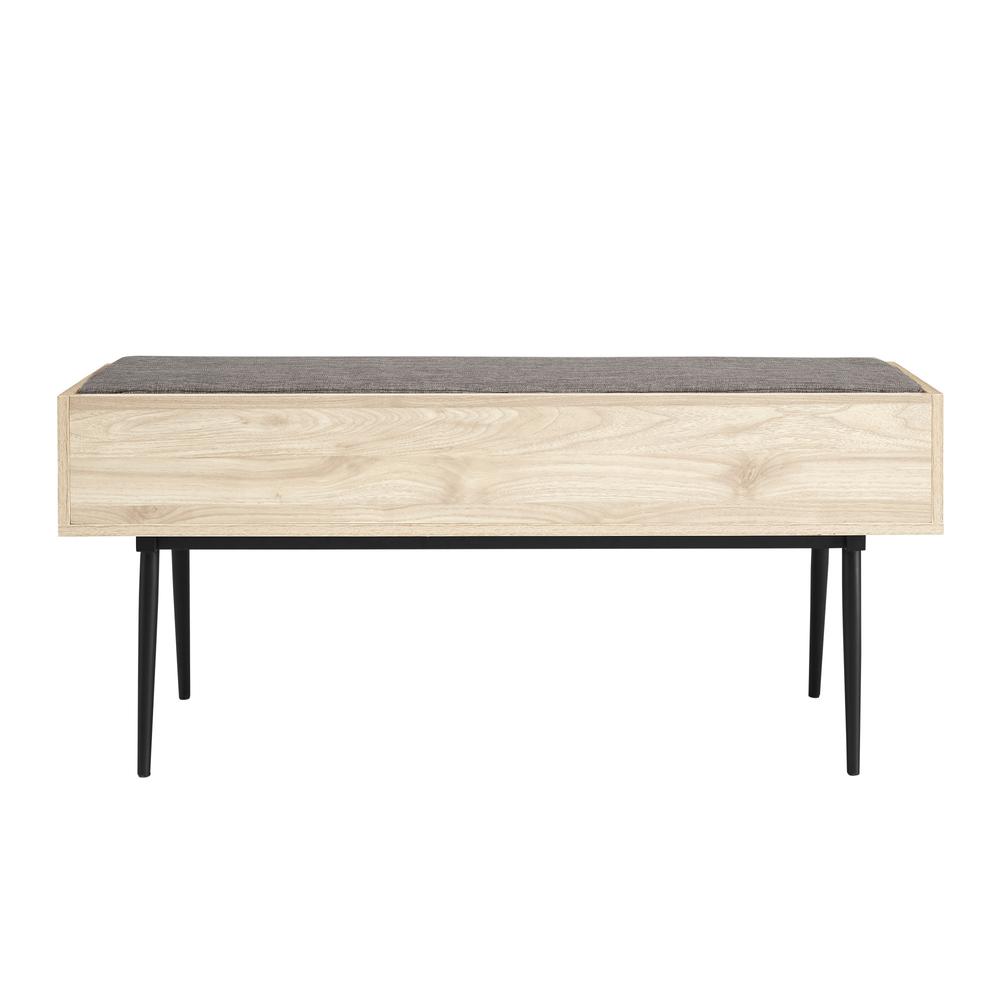 Diaz 44" Modern Bench with Front Storage and Cushion - Birch/Storm Grey. Picture 4