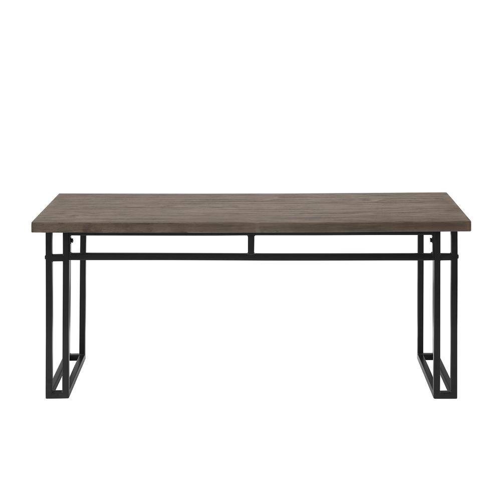 Contemporary Dual-Metal Leg Solid Wood Veneer Dining Bench – Grey Hickory. Picture 5