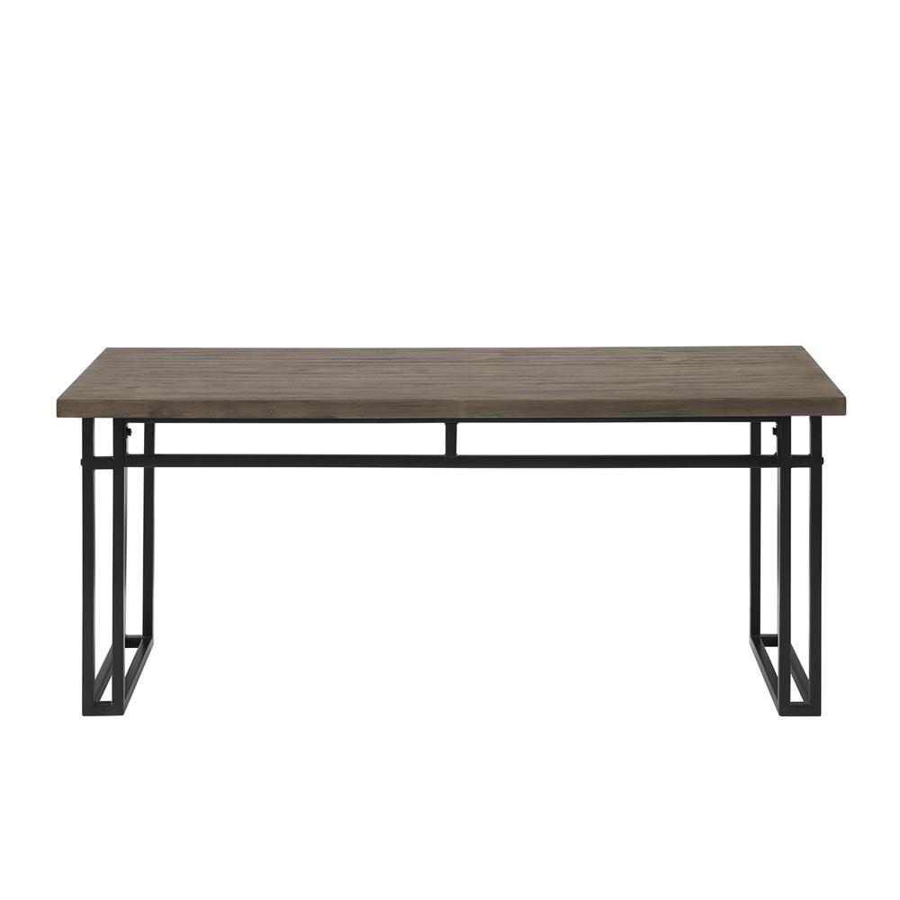Contemporary Dual-Metal Leg Solid Wood Veneer Dining Bench – Grey Hickory. Picture 7