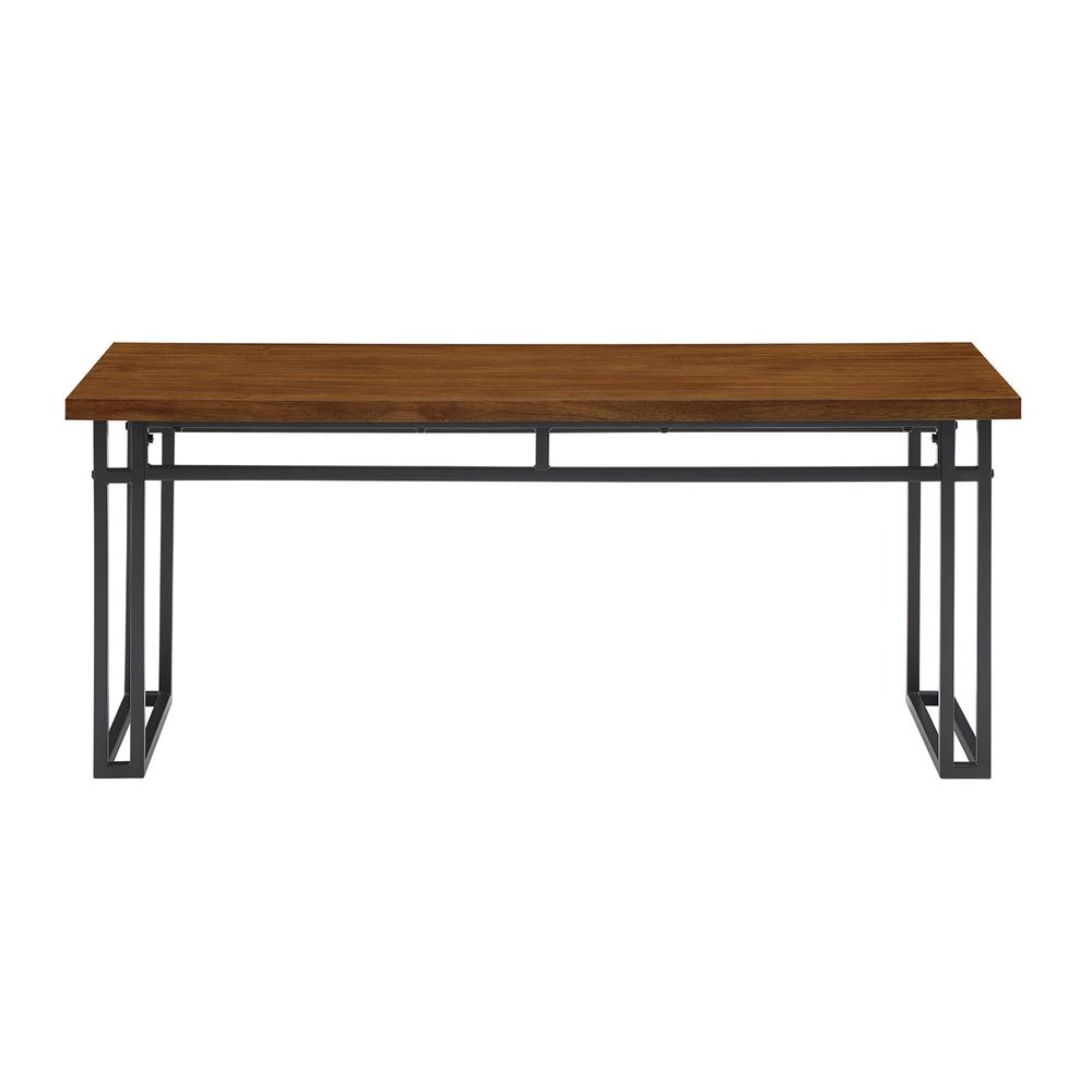 Contemporary Dual-Metal Leg Solid Wood Veneer Dining Bench – Walnut. Picture 4