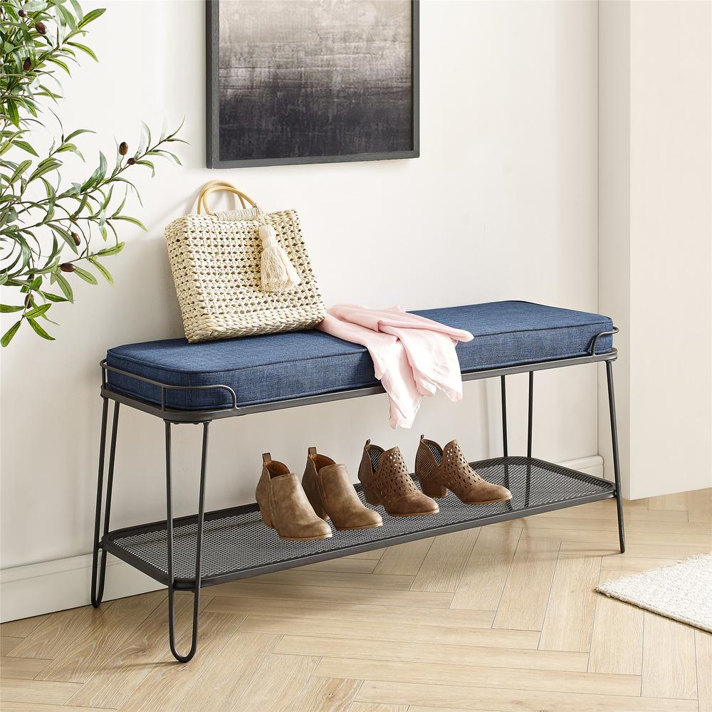 46" Hairpin Bench with Cushion - Blue. Picture 2