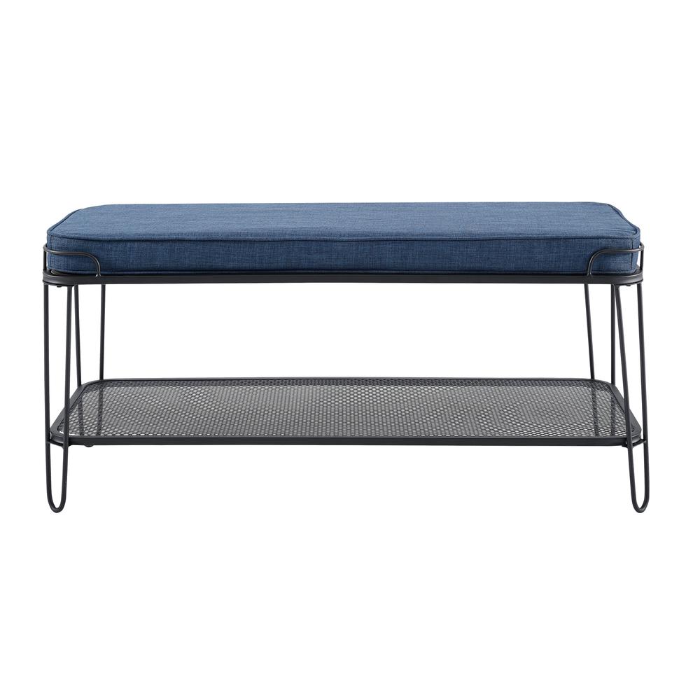 46" Hairpin Bench with Cushion - Blue. Picture 1