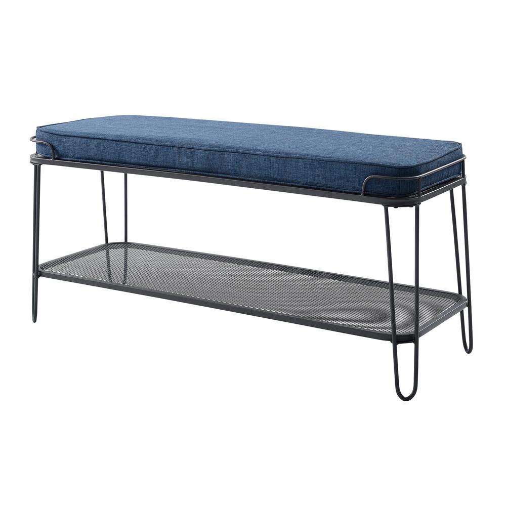 46" Hairpin Bench with Cushion - Blue. Picture 3