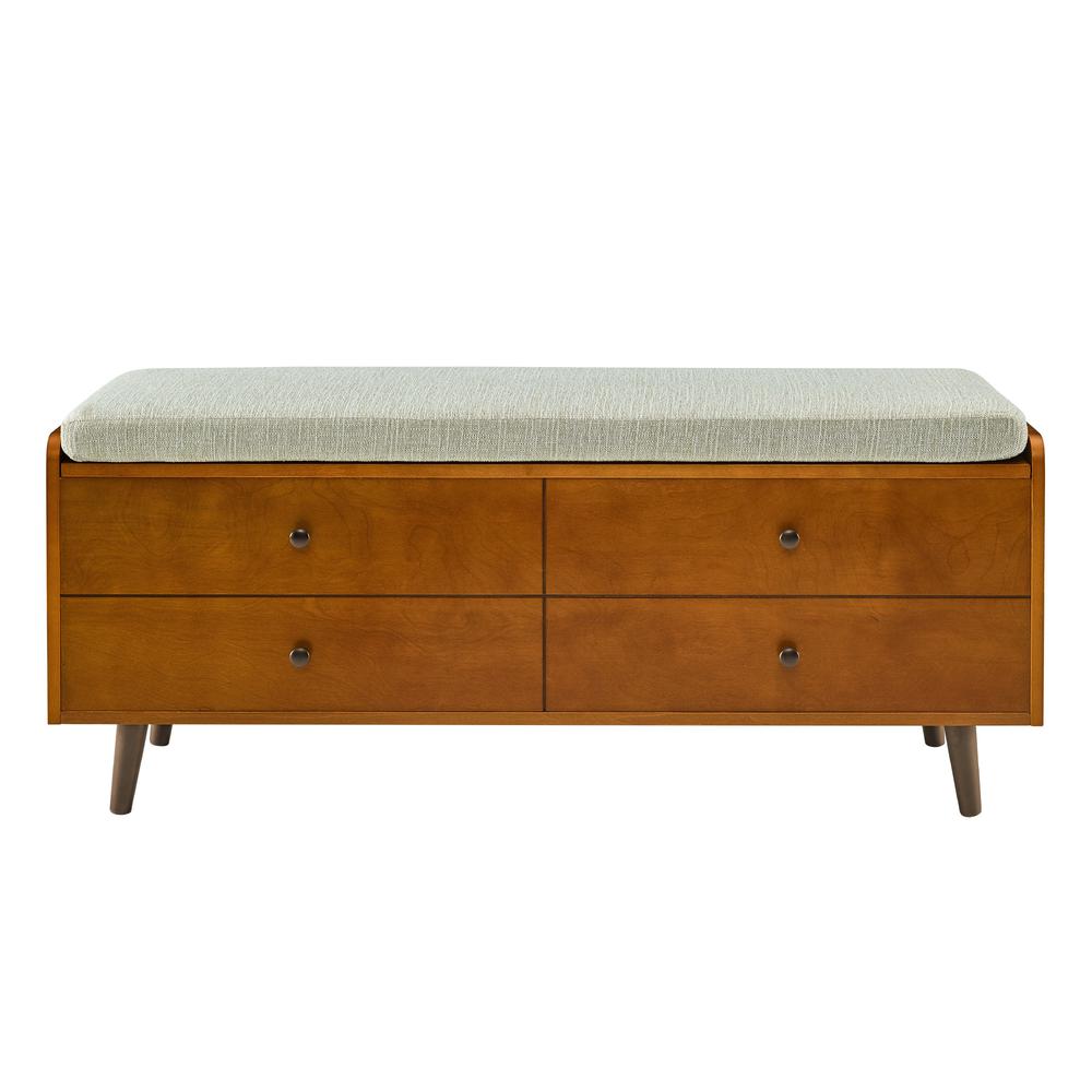 46" Mid Century Storage Bench with Cushion - Acorn/Tan. Picture 3