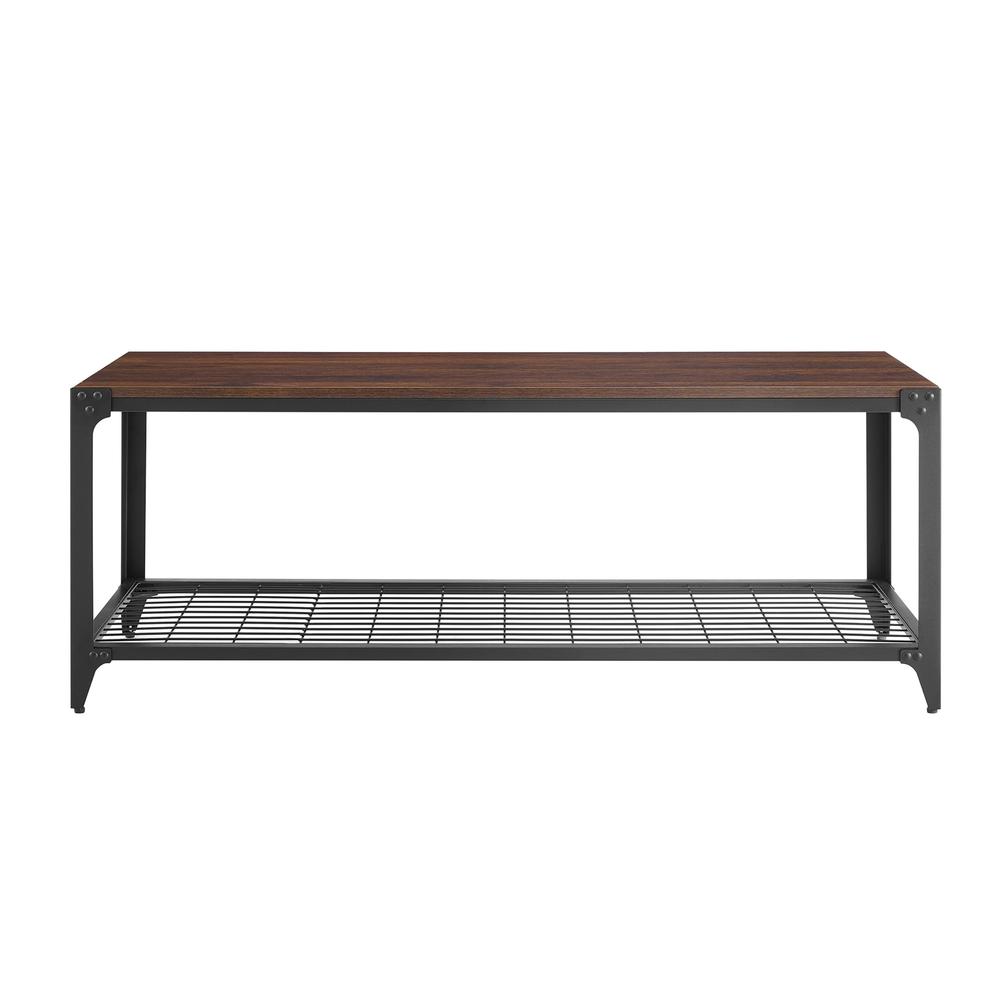 48" Industrial Angle Iron Entry Bench - Dark Walnut. Picture 1