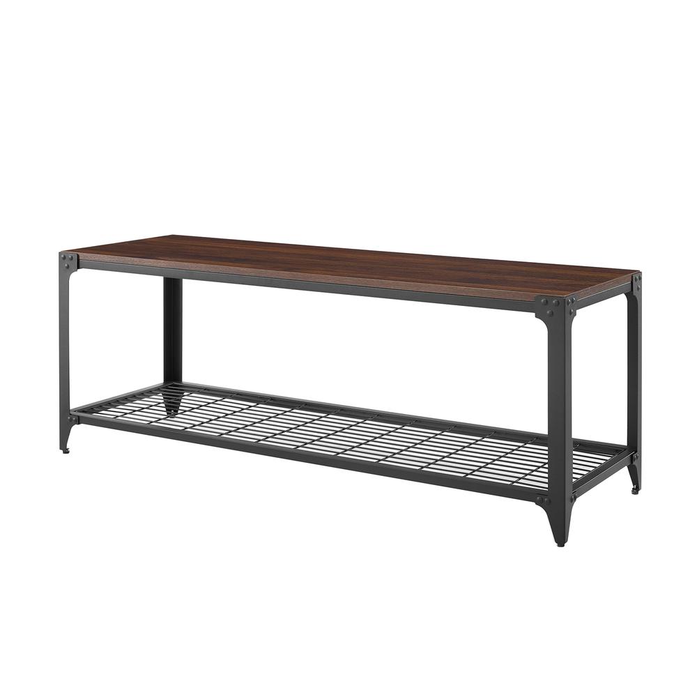 48" Industrial Angle Iron Entry Bench - Dark Walnut. Picture 3