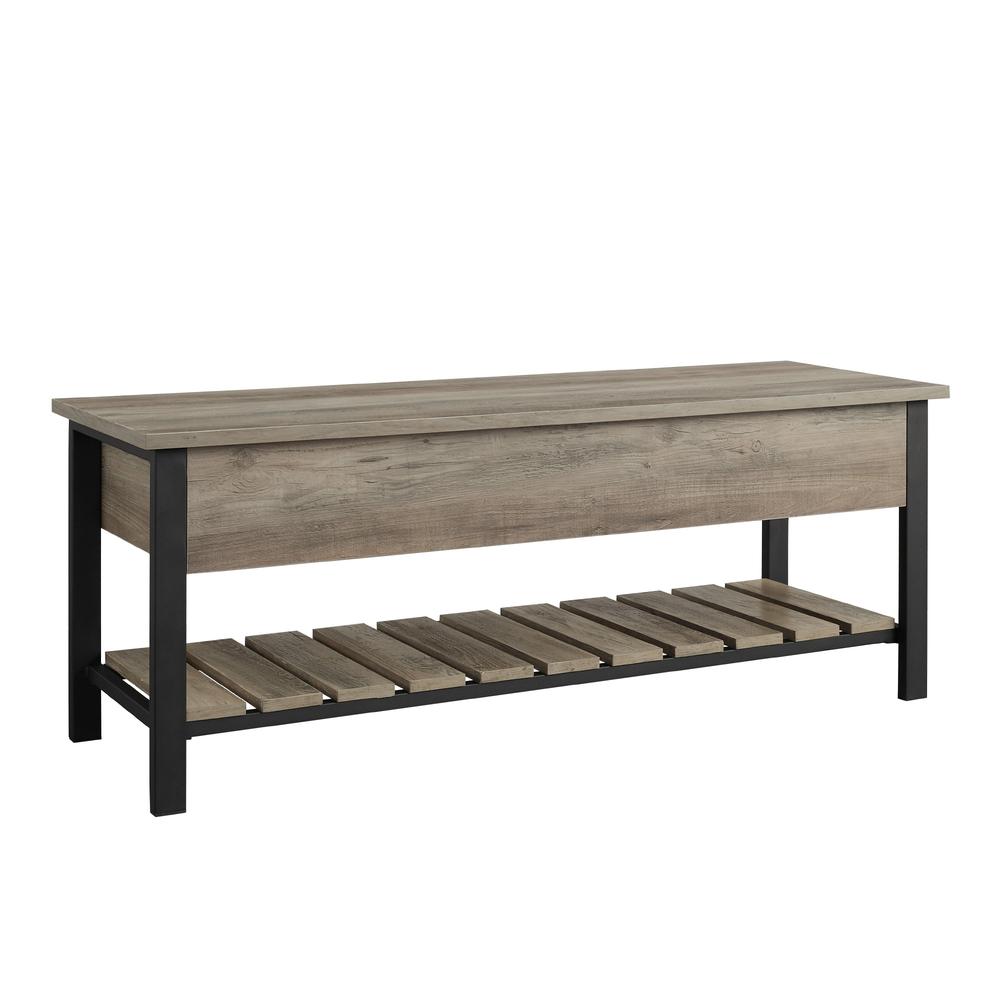 48" Open-Top Storage Bench with Shoe Shelf  - Gray Wash. Picture 4