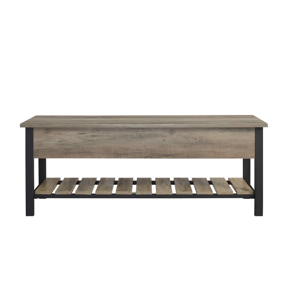 48" Open-Top Storage Bench with Shoe Shelf  - Gray Wash. Picture 5