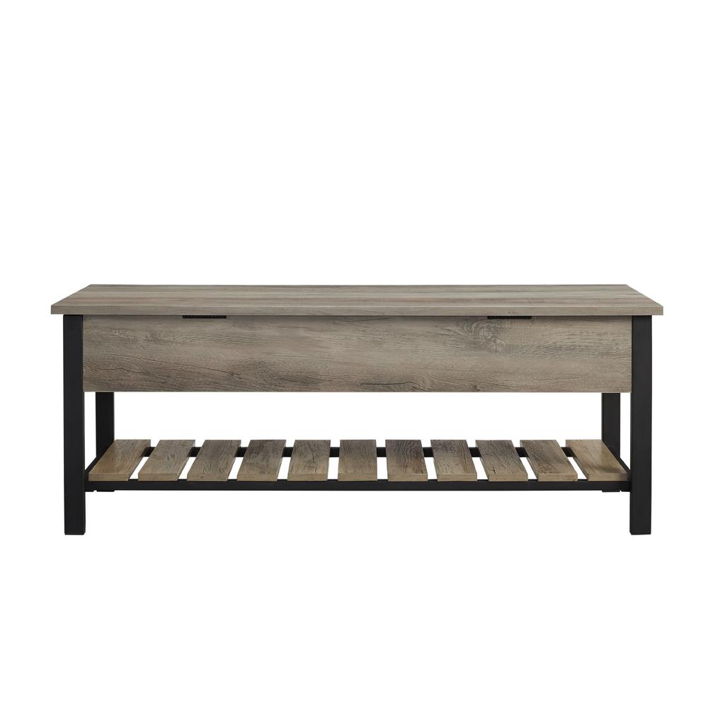 48" Open-Top Storage Bench with Shoe Shelf  - Gray Wash. Picture 6