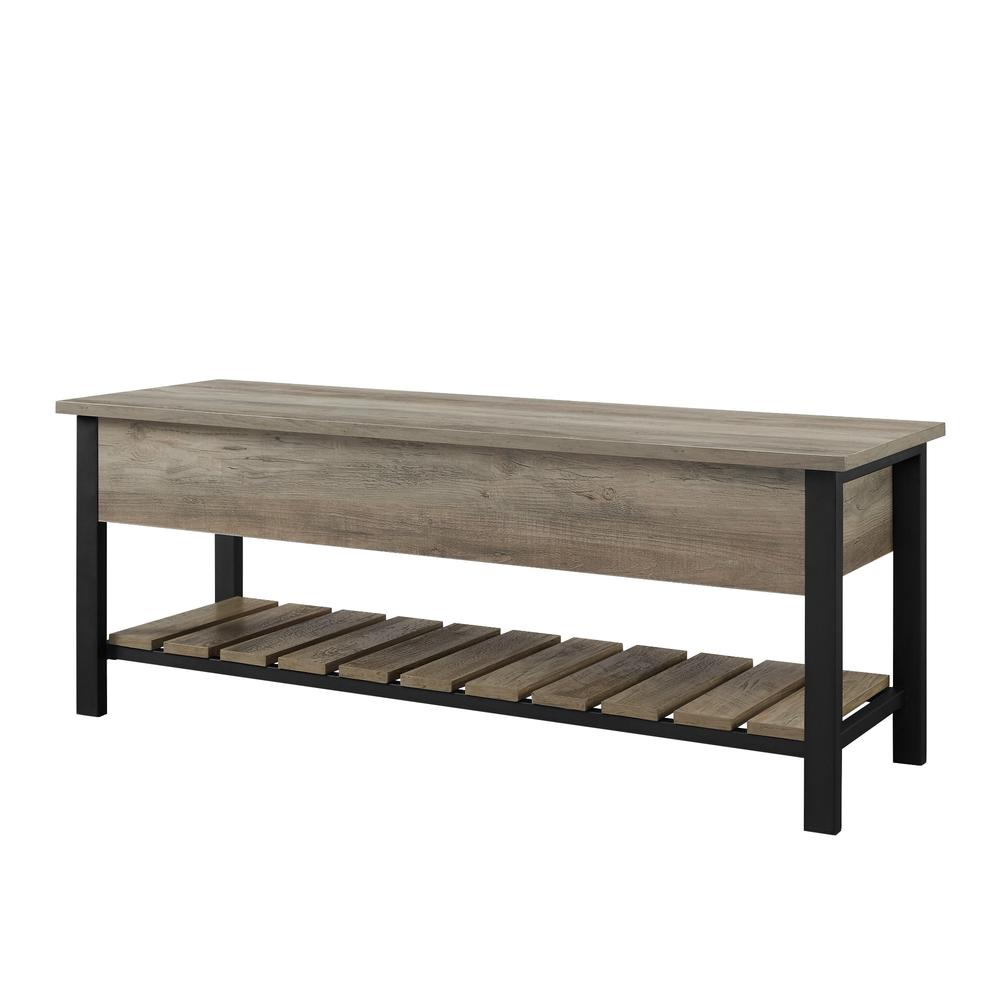 48" Open-Top Storage Bench with Shoe Shelf  - Gray Wash. Picture 7