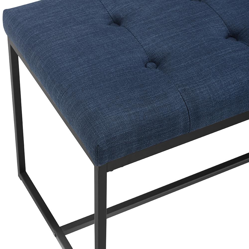 48" Upholstered Bench with Metal Base - Blue. Picture 4