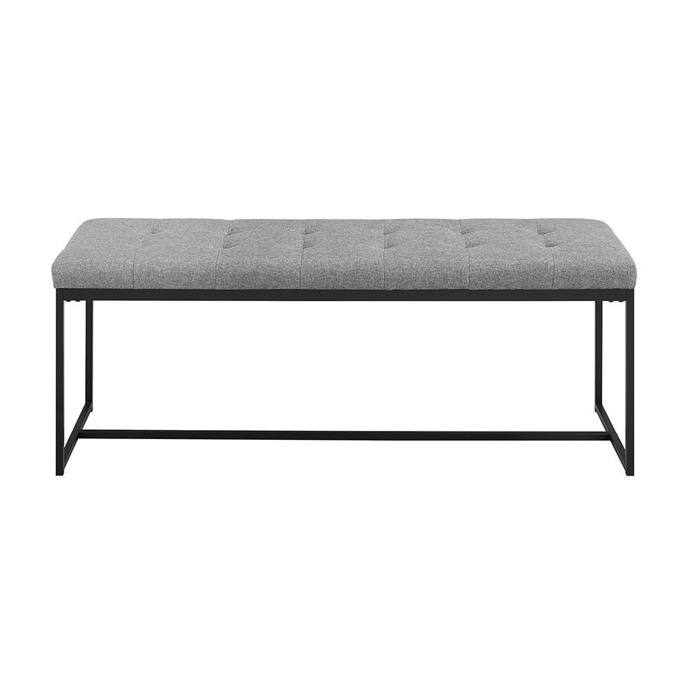 48" Upholstered Bench with Metal Base - Grey. Picture 3