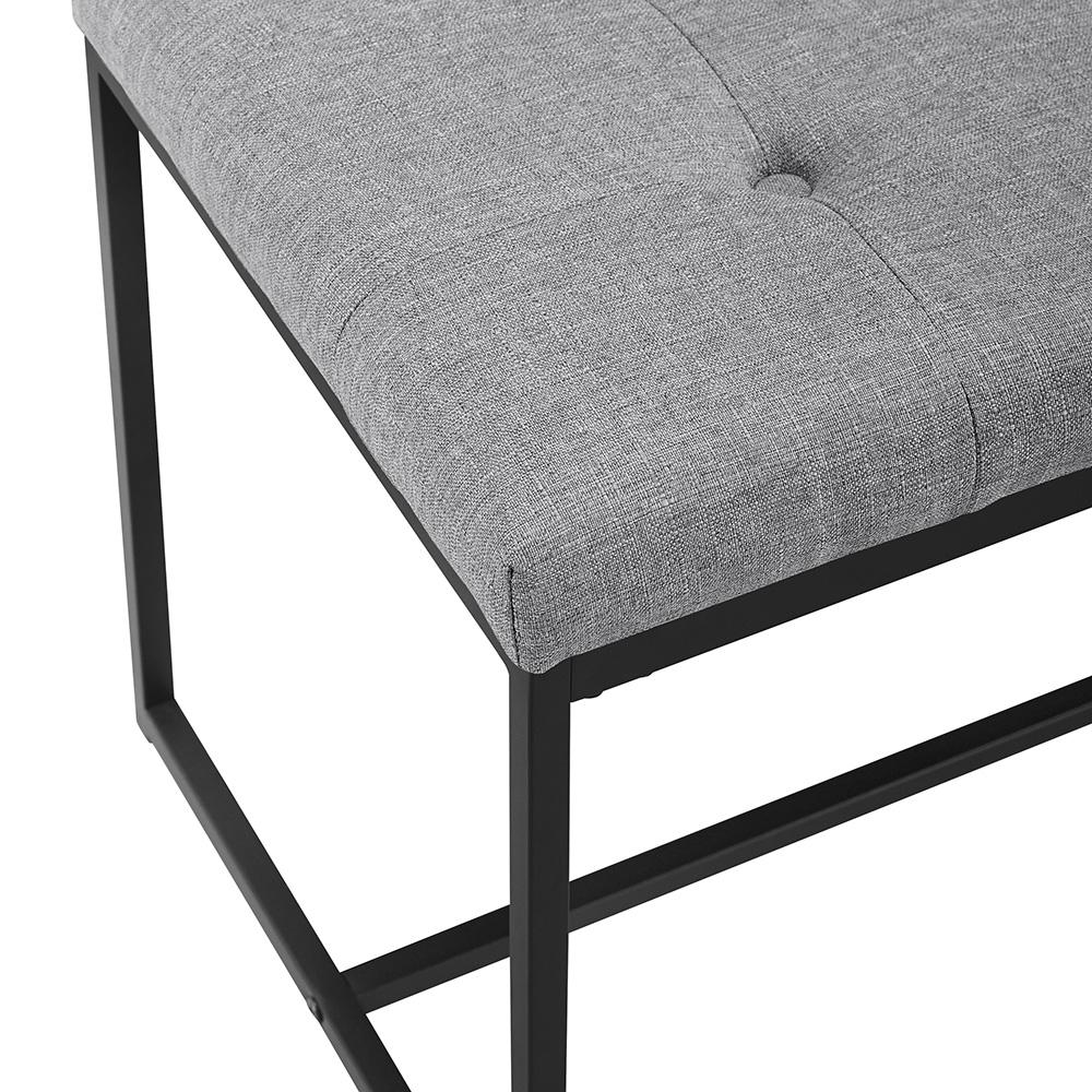 48" Upholstered Bench with Metal Base - Grey. Picture 4