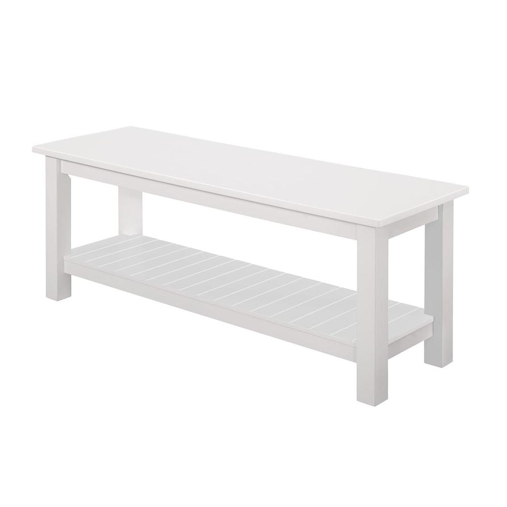 50'' Country Style Entry Bench with Slatted Shelf - White. Picture 1