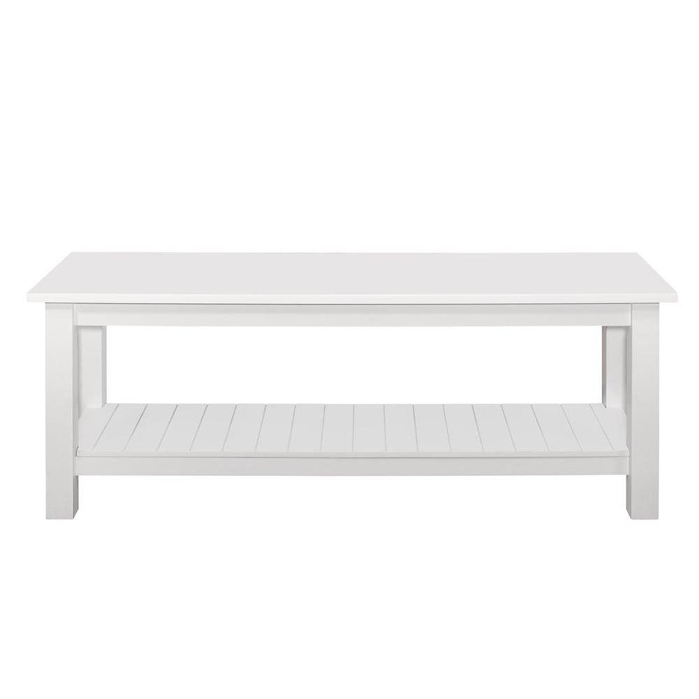 50'' Country Style Entry Bench with Slatted Shelf - White. Picture 3