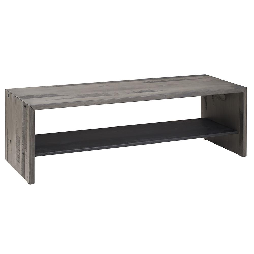 58" Solid Rustic Reclaimed Wood Entry Bench - Gray. Picture 1