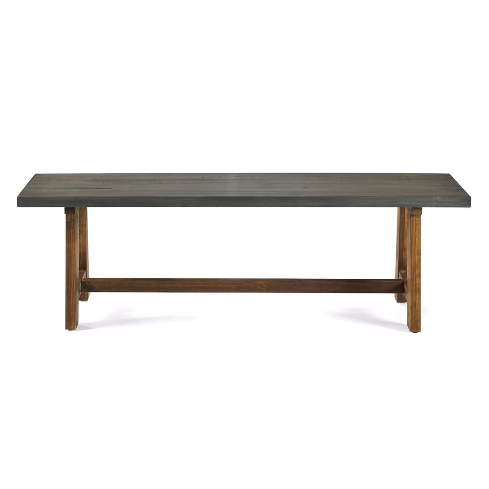 60" Solid Wood Dining Bench - Grey/Brown. Picture 4