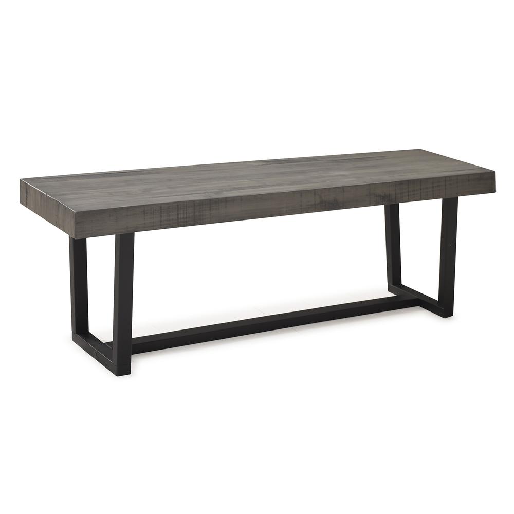 60" Rustic Solid Wood Dining Bench - Grey. Picture 2